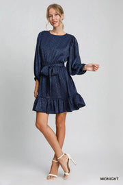 Umgee Midnight Rhinestone Satin Dress