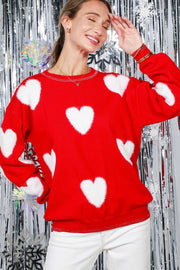 Red Fuzzy Heart Sweater