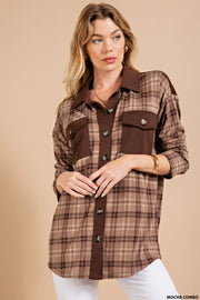 Mocha Plaid Knit Shacket