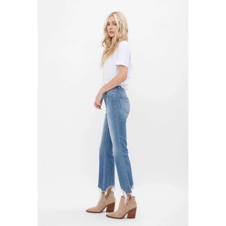 MICA Moscato High Rise Crop Flare with Raw Hem
