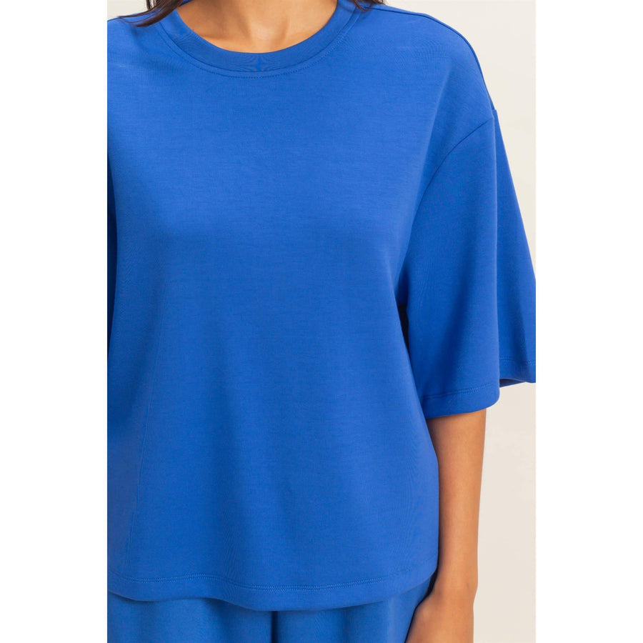 Double Zero Cobalt Scuba Boxy Top