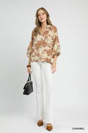 Umgee Cherry Blossom Print Blouse