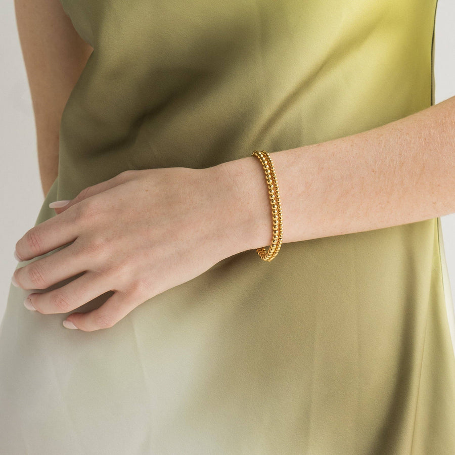 Brenda Grands Waterproof Dainty Gold Double Beaded Bracelet Set