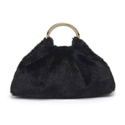 Faux Fur Clutch Bag With Ring Handle