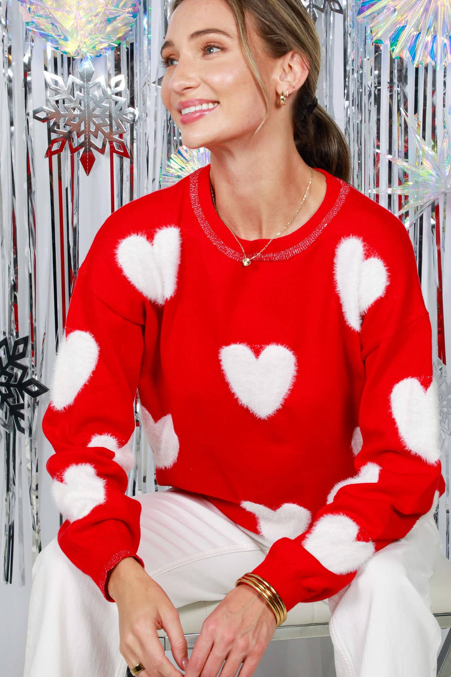 Red Fuzzy Heart Sweater
