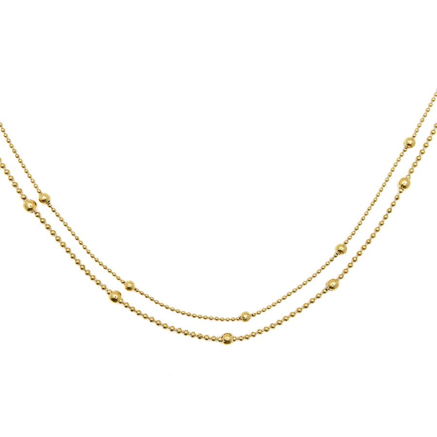 Brenda Grands Waterproof Gold Double Beaded Chain Necklace