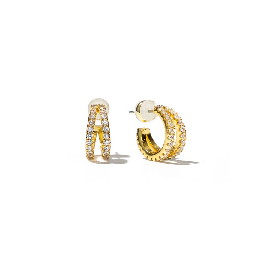 Brenda Grands 18k Gold Pave Shine Double Hoops