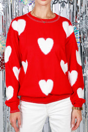 Red Fuzzy Heart Sweater