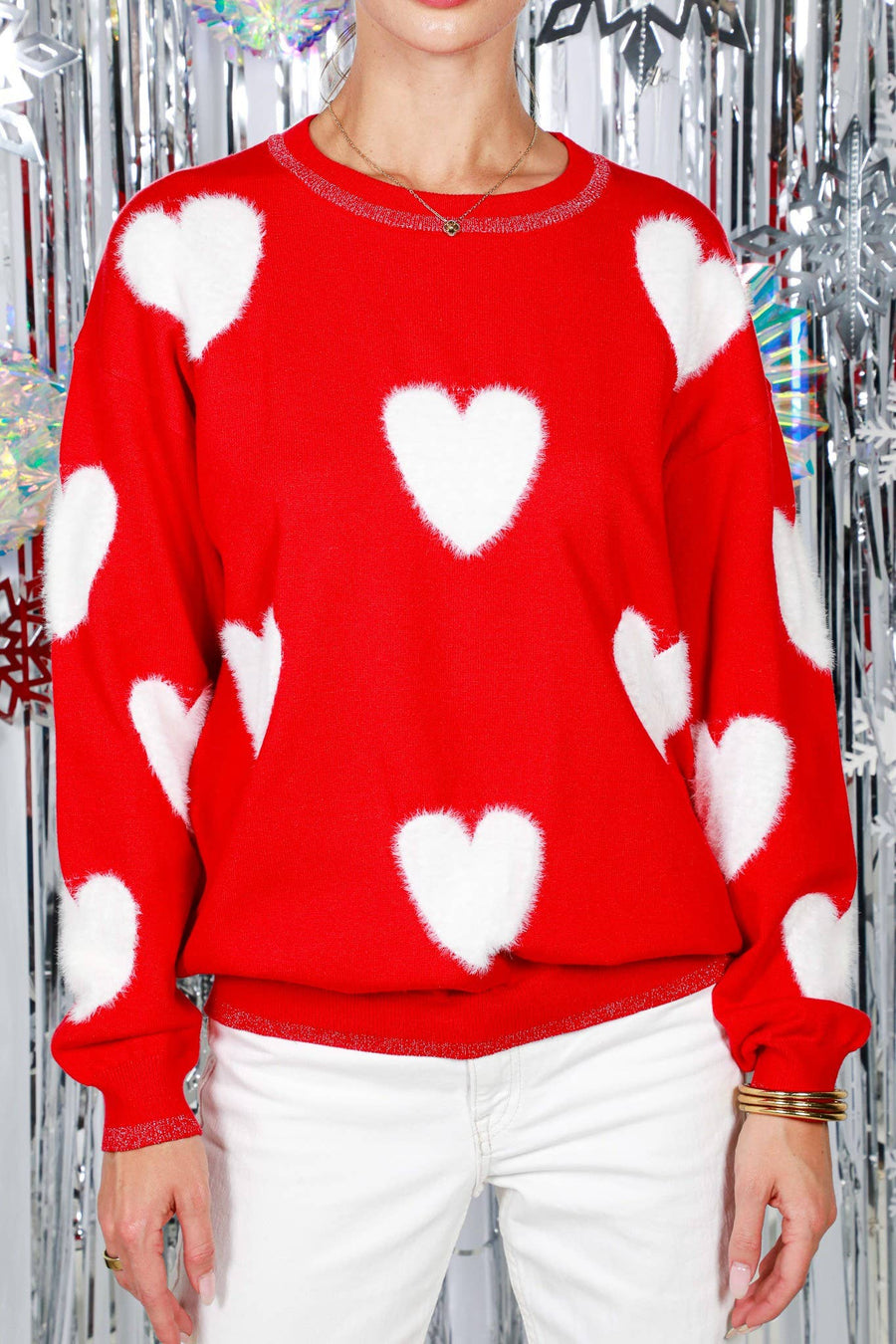 Red Fuzzy Heart Sweater