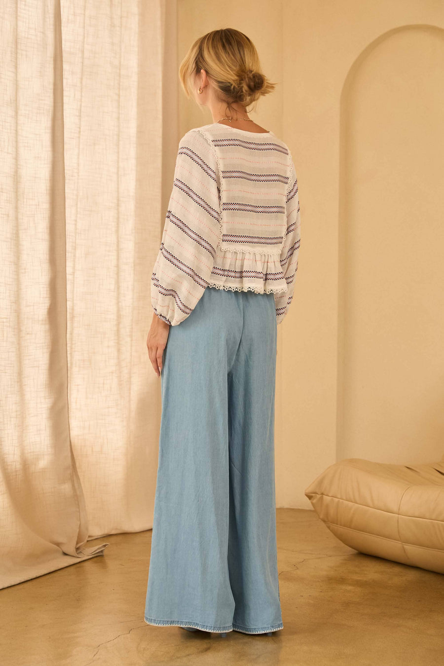 Skies Are Blue Washed TENCEL Embroidered Pants