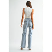 MICA High-rise Wide Leg Pearl Embellished Denim