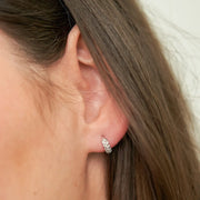 Brenda Grands Demi-Fine Silver Crystal Huggies