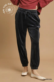 Umgee Charcoal Ribbed Knit Thermal Joggers