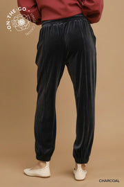 Umgee Charcoal Ribbed Knit Thermal Joggers